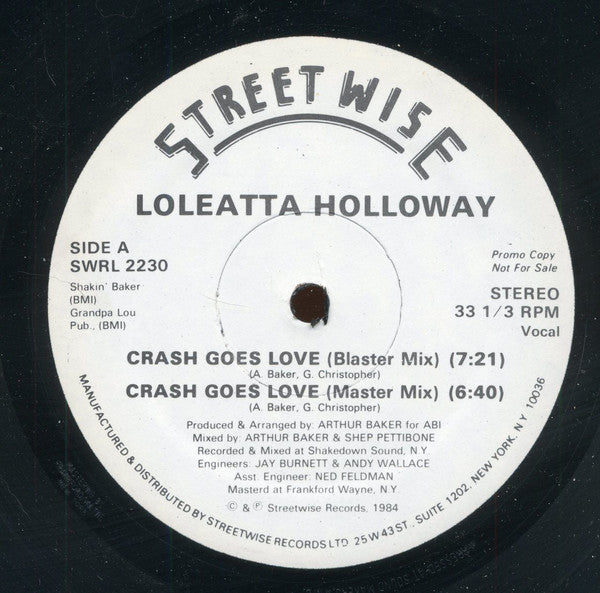 Loleatta Holloway : Crash Goes Love (12", Promo)