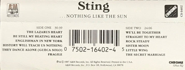 Sting : ...Nothing Like The Sun (Cass, Album, R -)