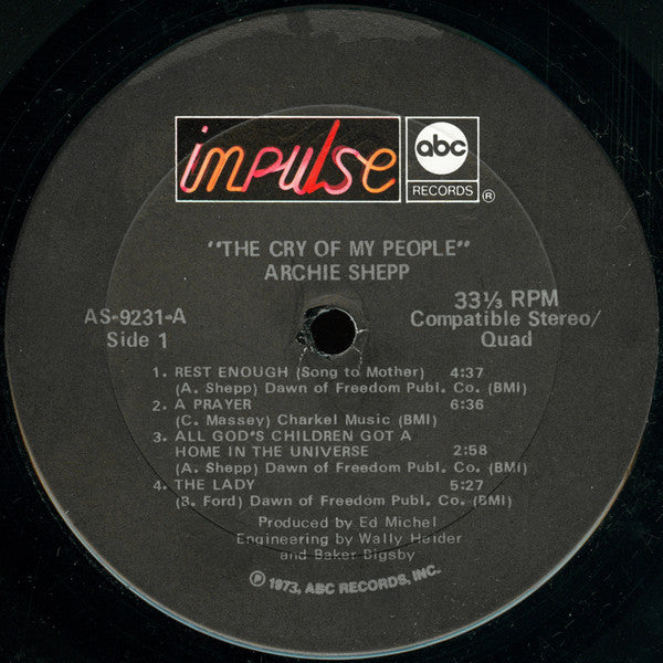 Archie Shepp : The Cry Of My People (LP, Album, Quad)