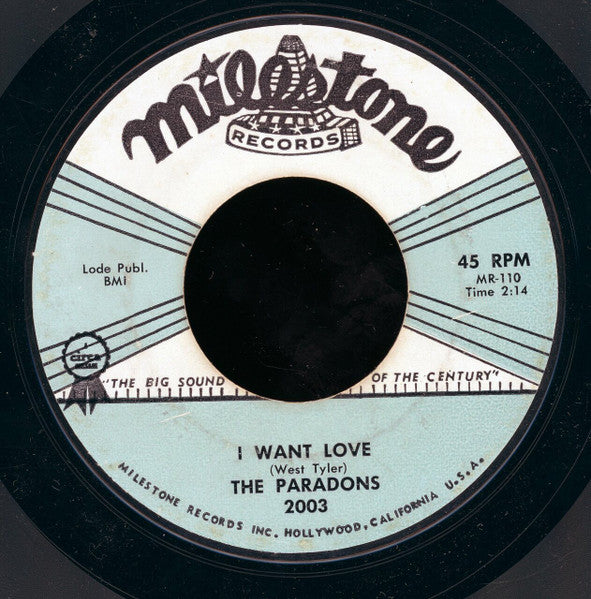 The Paradons : Diamonds And Pearls / I Want Love (7", Single, Styrene)