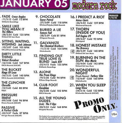 Various : Promo Only Modern Rock Radio: January 2005 (CD, Comp, Promo)