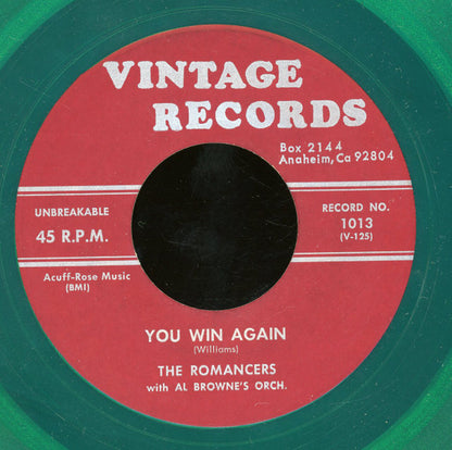 The Romancers (10) : Eternal Love / You Win Again (7", Gre)