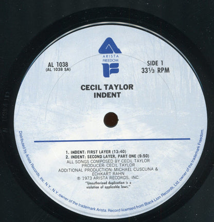 Cecil Taylor : Indent (LP, Album, RE)