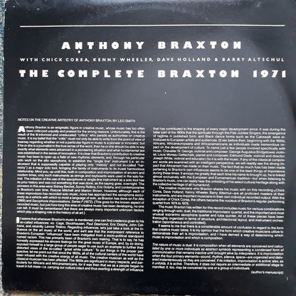 Anthony Braxton : The Complete Braxton 1971 (2xLP, Album, RE)