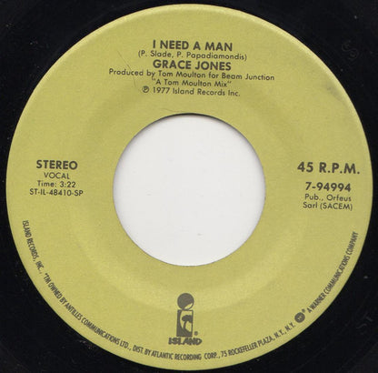 Grace Jones : Nipple To The Bottle / I Need A Man (7", Single)