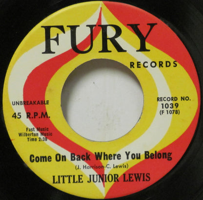 Little Junior Lewis : (You're Just My Speed) And That's All I Need / Come On Back Where You Belong (7")