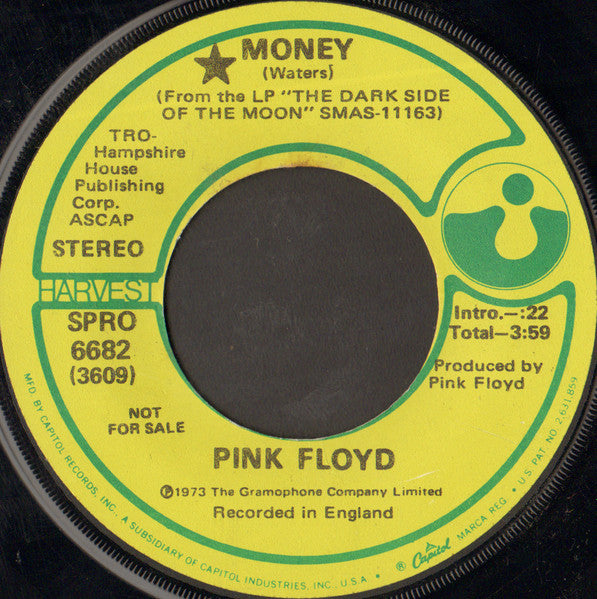 Pink Floyd : Money (7", Single, Mono, Promo, Edi)