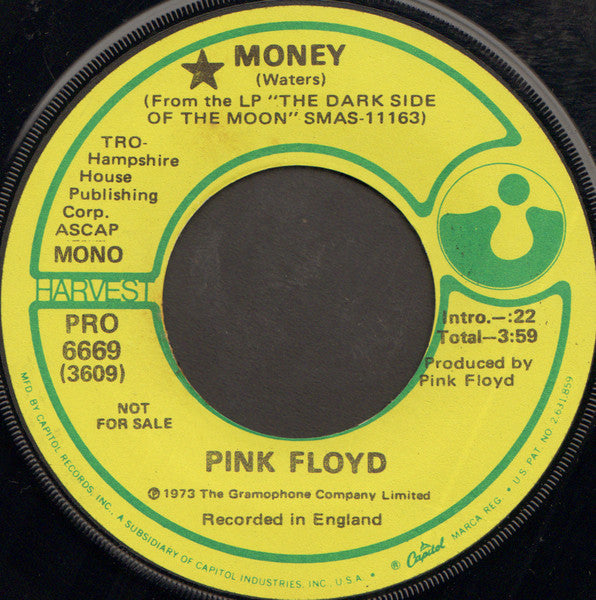 Pink Floyd : Money (7", Single, Mono, Promo, Edi)