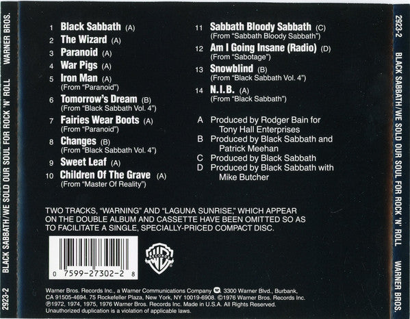Black Sabbath : We Sold Our Soul For Rock 'N' Roll (CD, Comp, RE)