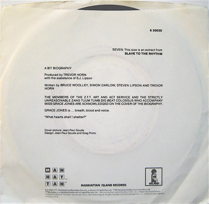 Grace Jones : Slave To The Rhythm (7")