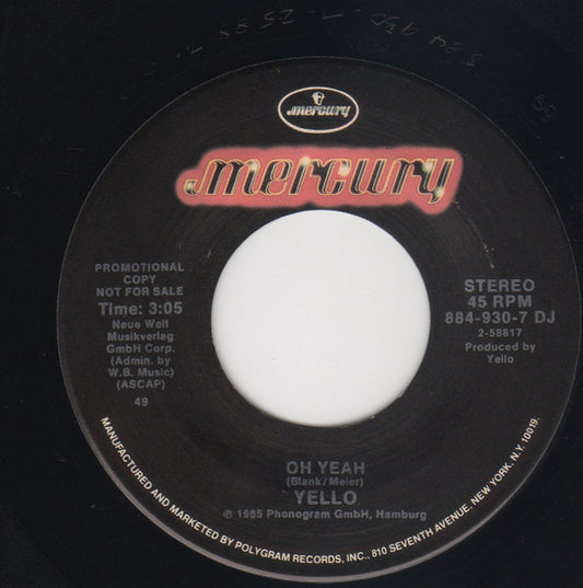 Yello : Oh Yeah (7", Single, Promo)