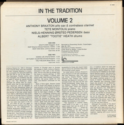 Anthony Braxton : In The Tradition Volume 2 (LP, RE)