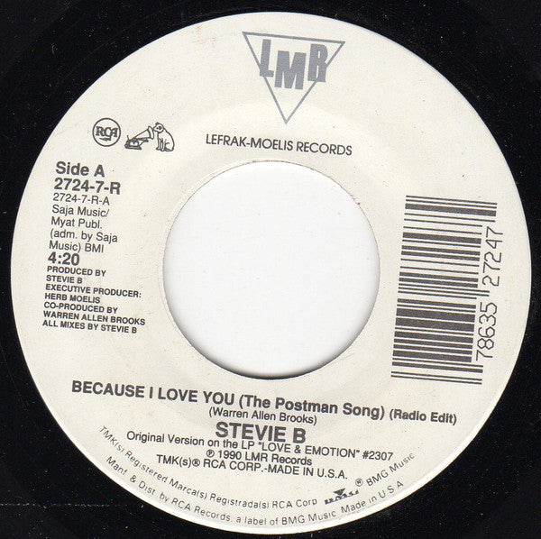 Stevie B : Because I Love You (The Postman Song) (7", Single)