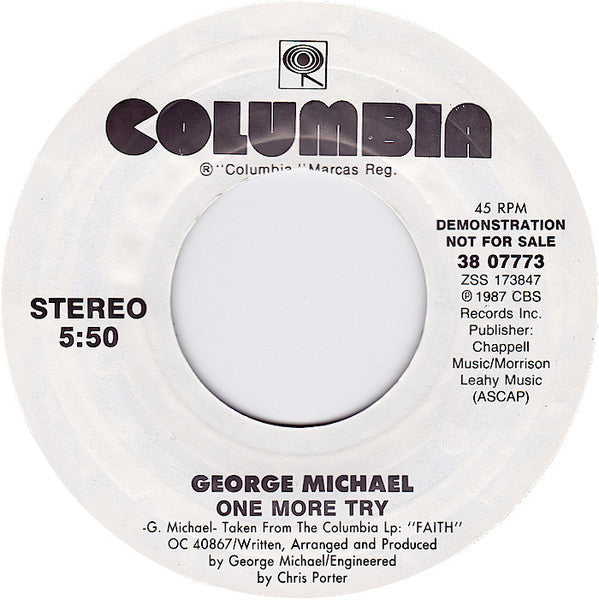 George Michael : One More Try (7", Single, Promo, Styrene)