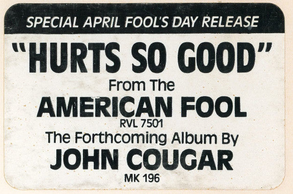 John Cougar Mellencamp : Hurts So Good (12", Promo)