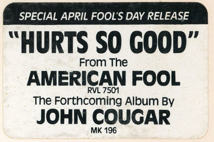 John Cougar Mellencamp : Hurts So Good (12", Promo)