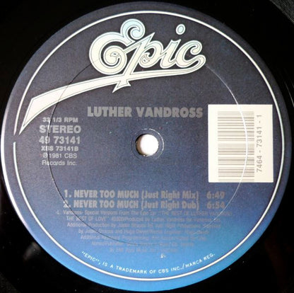 Luther Vandross : Never Too Much (12")