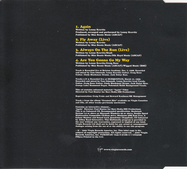 Lenny Kravitz : Again (CD, Single, Enh)