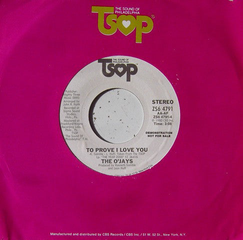 The O'Jays : Once Is Not Enough / To Prove I Love You (7", Single, Promo, Styrene)