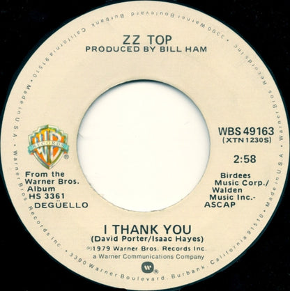 ZZ Top : I Thank You (7", Single, Jac)