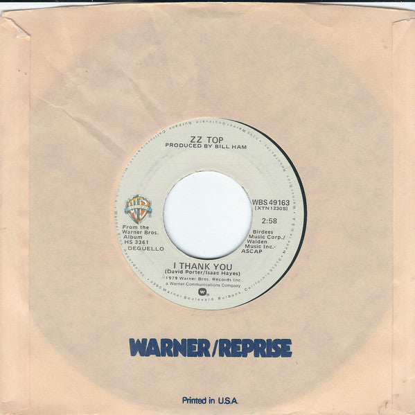 ZZ Top : I Thank You (7", Single, Jac)