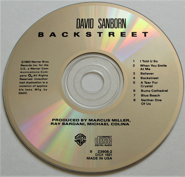 David Sanborn : Backstreet (CD, Album, RE)