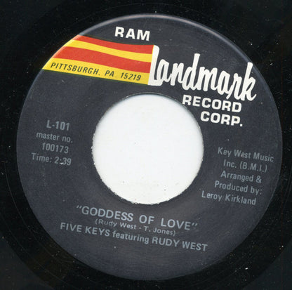 The Five Keys Featuring Rudy West : Stop What Your Doing To Me / Goddess Of Love (7")