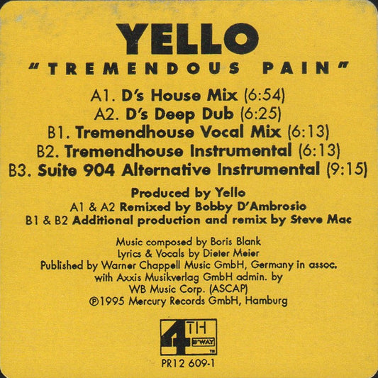 Yello : Tremendous Pain (12", Promo, Yel)
