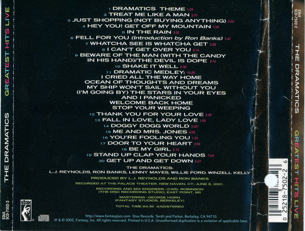 The Dramatics : Greatest Hits Live (CD, Album, Promo)