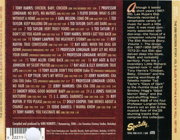 Various : The Ebb Records Story Vol. 2 - Blues 'N' Rhythm & Rock 'N' Roll 1957 - 1959 (CD, Comp, Promo)
