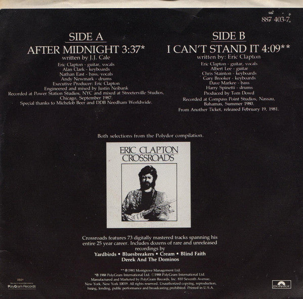 Eric Clapton : After Midnight (7", Single)
