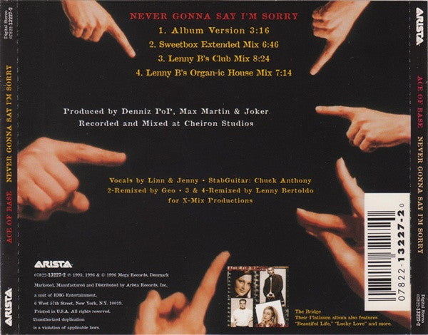 Ace Of Base : Never Gonna Say I'm Sorry (CD, Maxi)