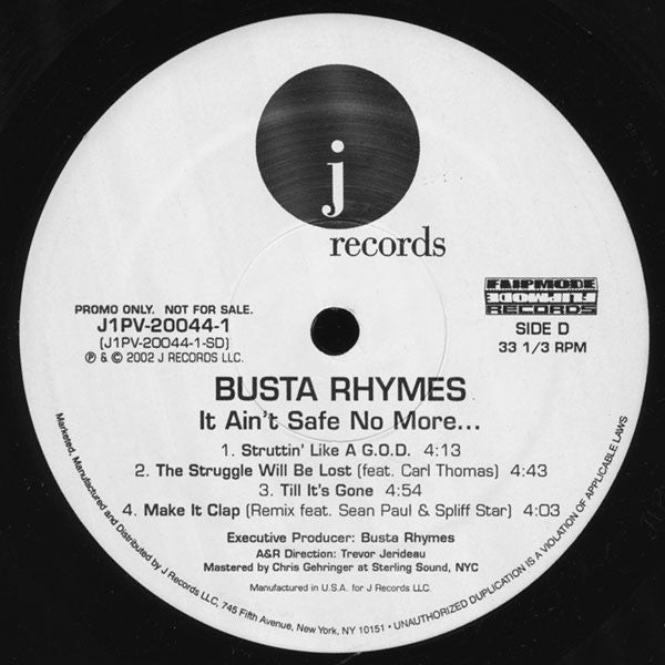 Busta Rhymes : It Ain't Safe No More... (2xLP, Album, Promo, Cle)