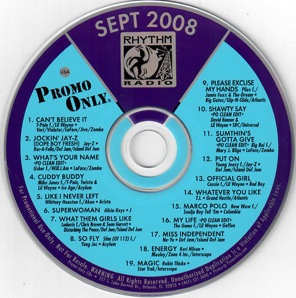 Various : Promo Only Rhythm Radio: September 2008 (CD, Comp, Promo)