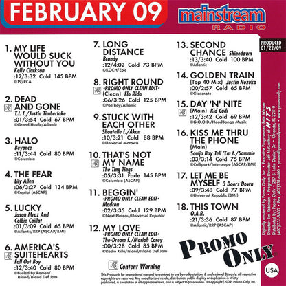 Various : Promo Only Mainstream Radio: February 2009 (CD, Comp, Promo)