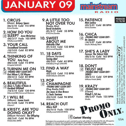 Various : Promo Only Mainstream Radio: January 09 (CD, Comp, Promo)