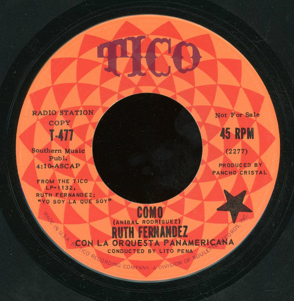 Ruth Fernandez Con La Orquesta Panamericana : Como / Nangoba (7", Promo)