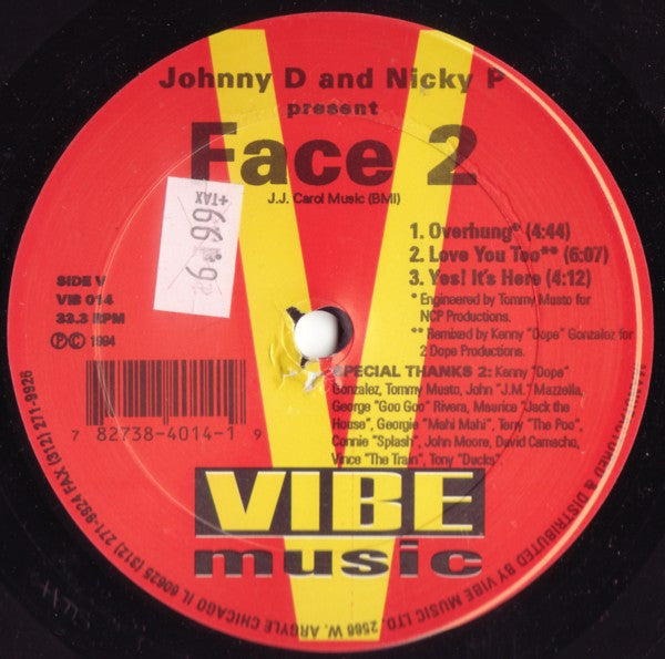 Johnny D & Nicky P : Face 2 EP (12", EP, Tra)