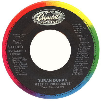 Duran Duran : Meet El Presidente (7", Promo, Whi)
