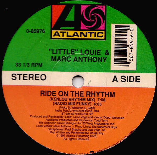 Louie Vega & Marc Anthony : Ride On The Rhythm (12", SP)