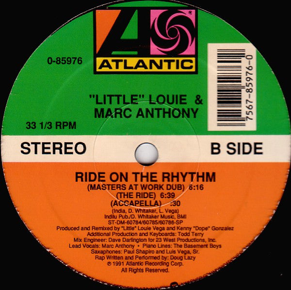 Louie Vega & Marc Anthony : Ride On The Rhythm (12", SP)