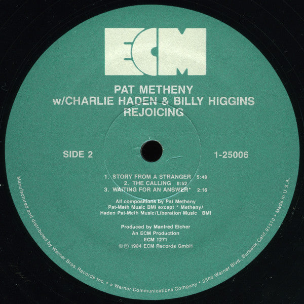 Pat Metheny W/ Charlie Haden & Billy Higgins : Rejoicing (LP, Album)