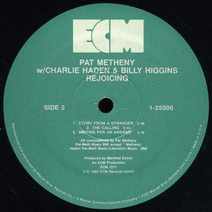 Pat Metheny W/ Charlie Haden & Billy Higgins : Rejoicing (LP, Album)