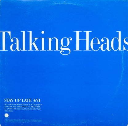 Talking Heads : Stay Up Late (12", Single, Promo)
