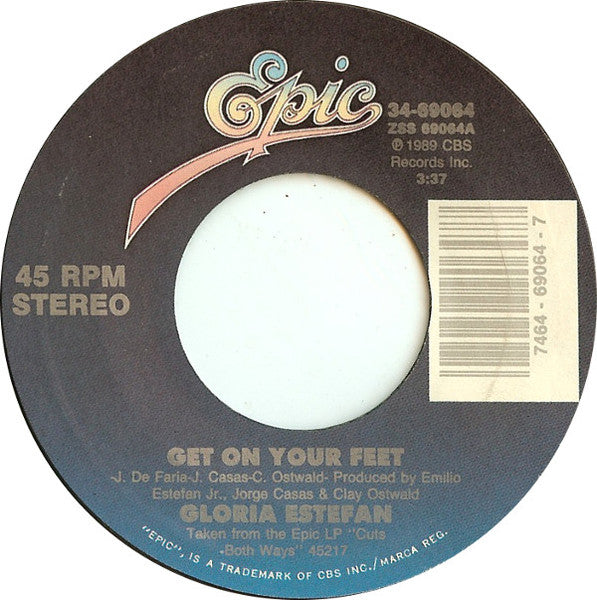 Gloria Estefan : Get On Your Feet / Words Get In The Way (Live From The Homecoming Concert) (7", Single, Styrene, Car)