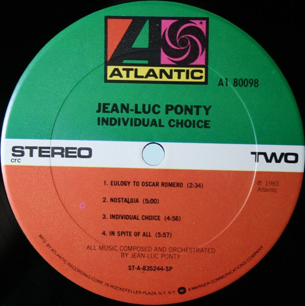 Jean-Luc Ponty : Individual Choice (LP, Album, Club)
