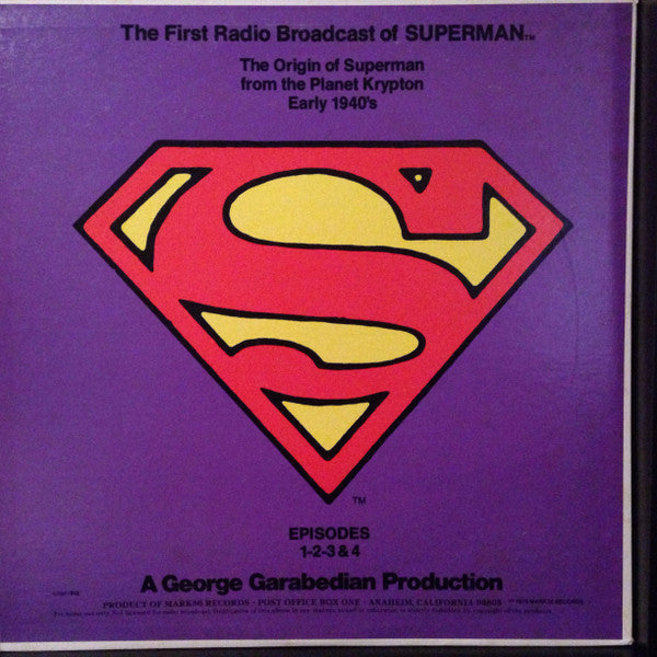 Unknown Artist : Superman (Original Radio Broadcast) (LP, Ltd, Pic)