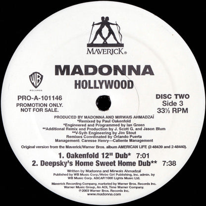 Madonna : Hollywood (Remixes Part 2) (2x12", Promo)