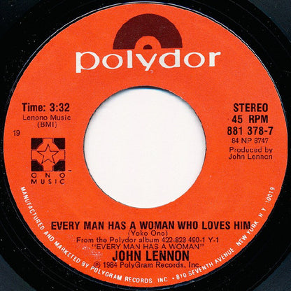 John Lennon : Every Man Has A Woman Who Loves Him (7", Styrene, 19 )