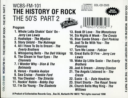 Various : WCBS-FM-101 The History Of Rock The 50's Part 2 (CD, Comp)